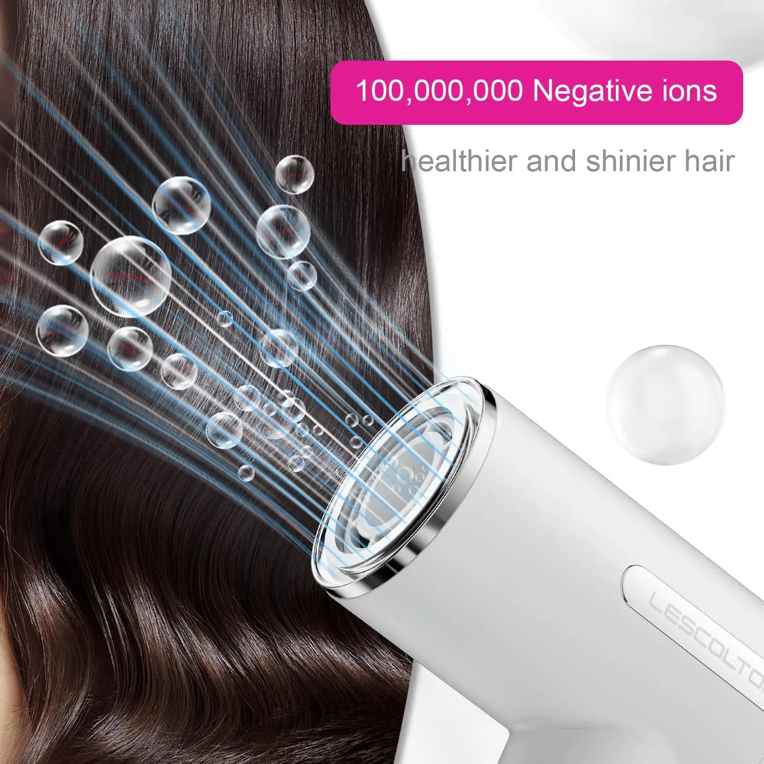 Lescolton Hair Dryer Hair Blow Negative Ion Hairdryers 1600W Styling Tool Powerful for High-Speed Low Noise Fast Dry