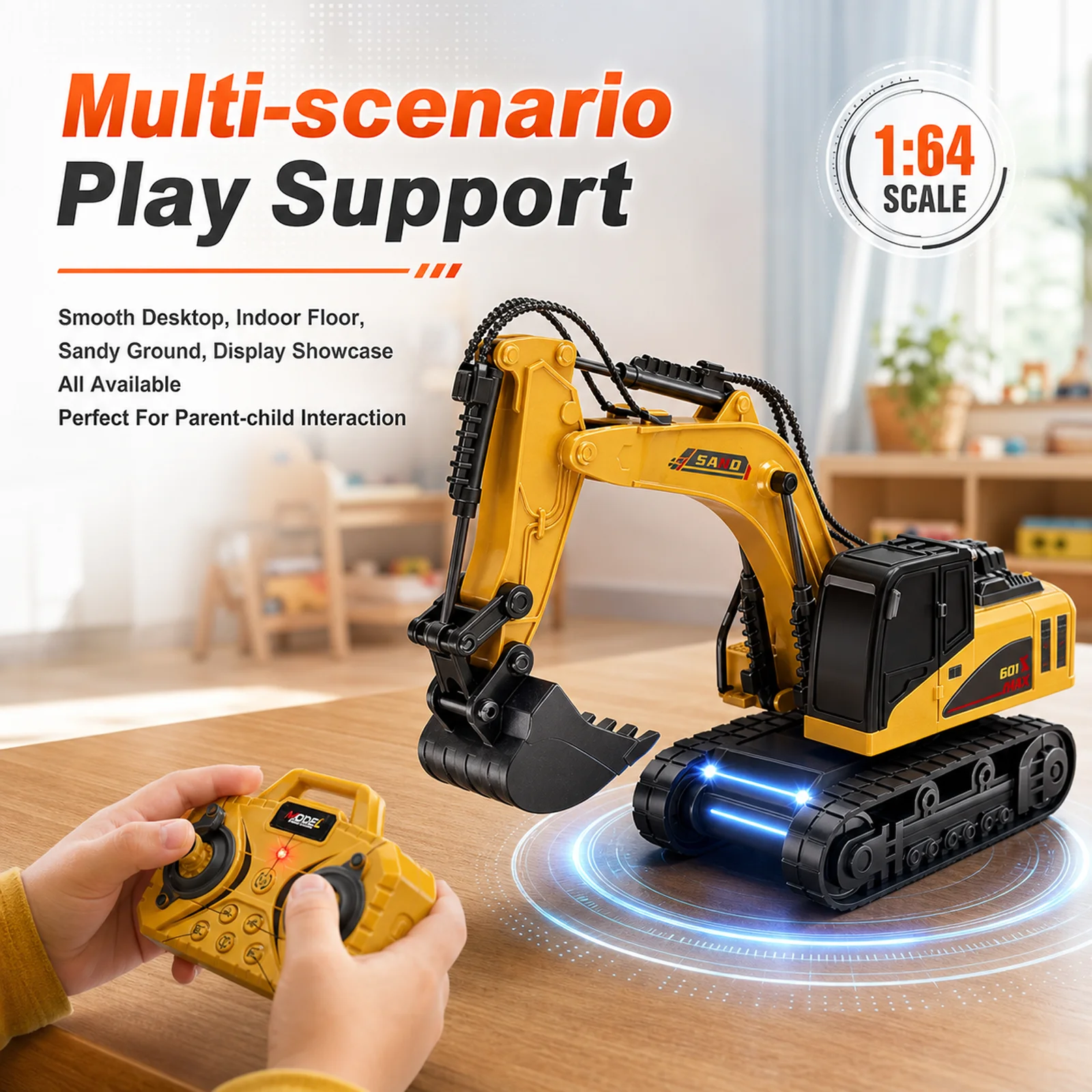 Rc Hobby Excavator - 1:64 Mini RC Excavator 10‑Channel Dual