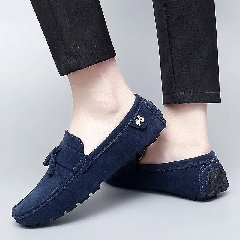 Luxury Men Loafers Soft Moccasins Summer Shoes Man High Quality Mens Shoes Casual Suede Genuine Leather Driving Flats Size 35-48