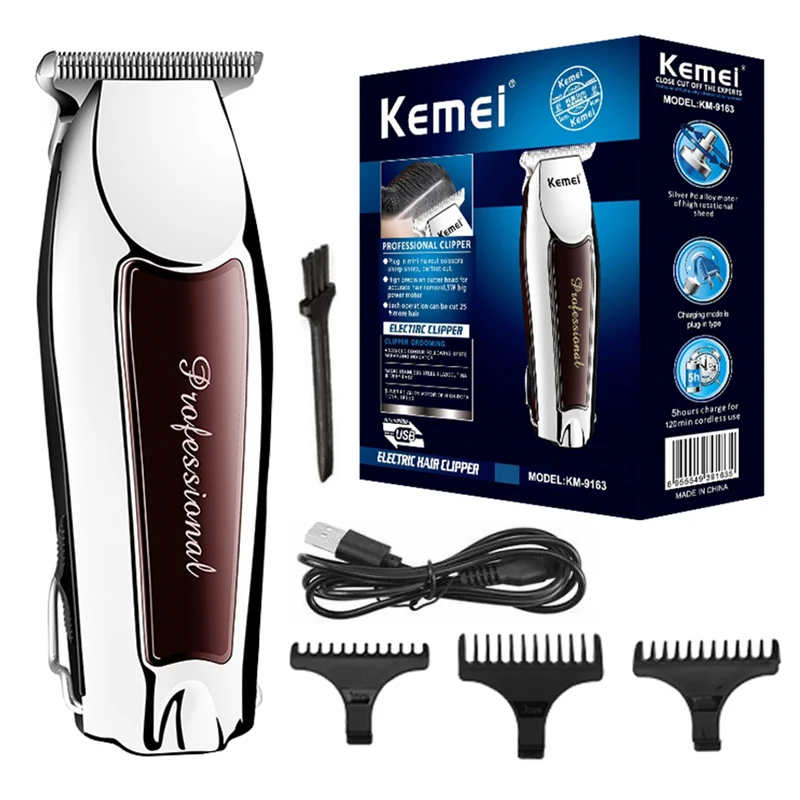 Kemei-cortadora de pelo profesional inalámbrica para hombre, máquina eléctrica para cortar el pelo, con batería de litio