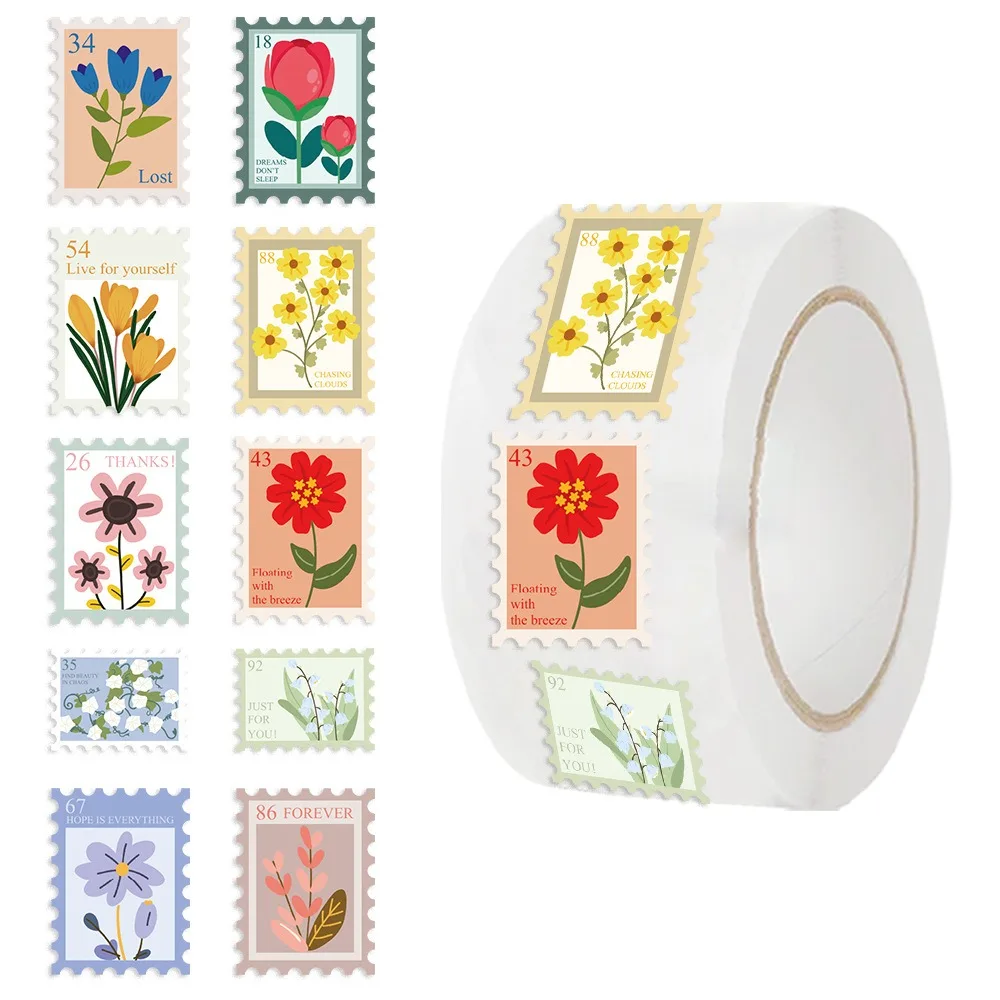Creative Waterproof Flower Stamps Stickers PVC Motivational Sealing Sticker Stationery Label Scrapbooks