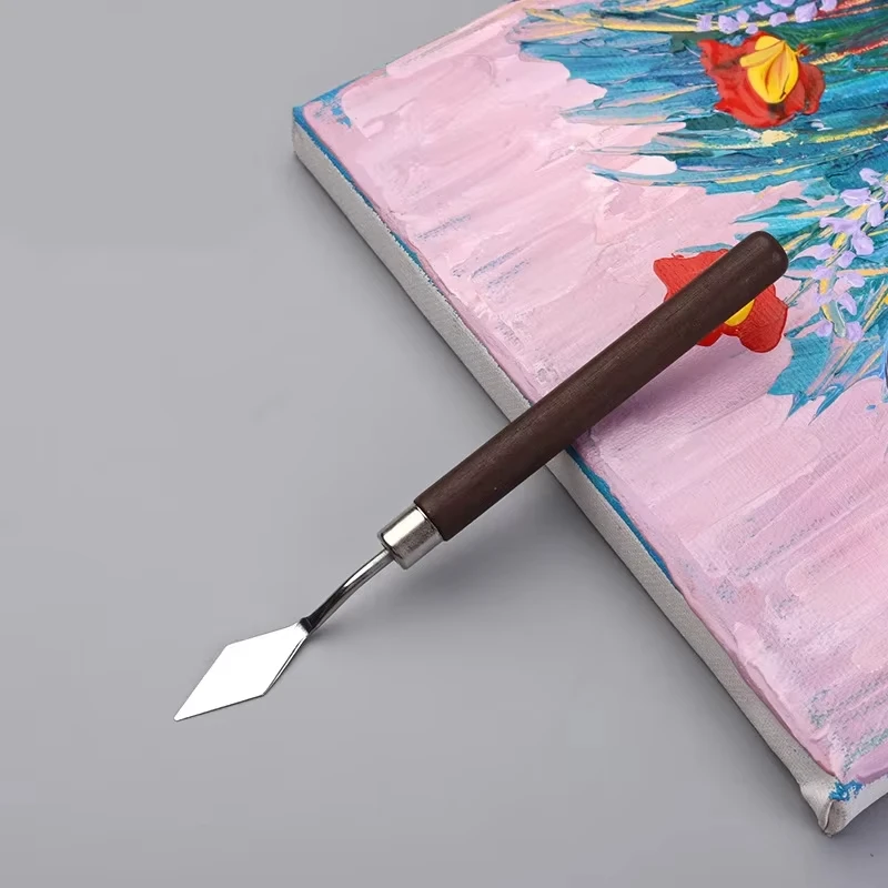 7 قطعة مجموعة مكشطة الرسم الفنية الخشب الفولاذ المقاوم للصدأ الغواش الطلاء الصباغ خلط سكين أداة اليد للوسائط المختلطة المائية