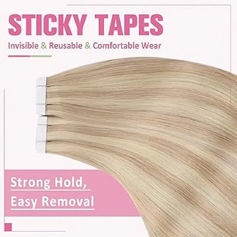 Procureur gSee-Extensions de Cheveux Humains Lisses, Tape-in, Remy Brésilien, Haute Qualité, Salon, 12-24 Pouces