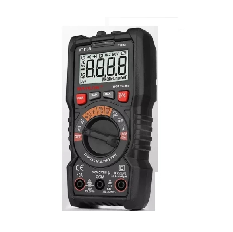 HT113A  HT113B HT113C HT113 Handheld Digital Multimeter True RMS Non-Contact  NCV 600V 10A AC DC Ohm Capacitance Hz Transistor