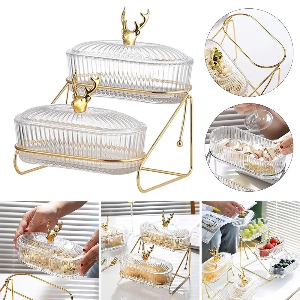 

with Holder Decoration Dried Fruit Plate Multi-layer Dust Proof Appetizer Serving Tray with Lid Snack Snack Plates Dessert Tray