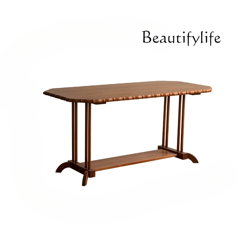 

Retro American Style Dining Table Cherrywood Solid Wood Dining Tables and Chairs Set Small Apartment Rectangular Desk