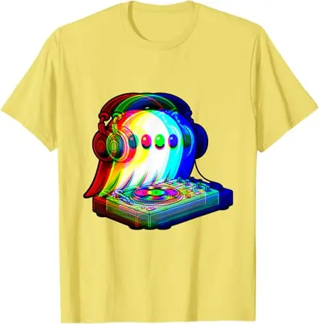 House Music Ghost Dj Optical Illusion EDM Halloween Rave DJ T-Shirt Humor Lustiges Rock Grafik Outfit Kurzarmblusen Y2k Top – Detail 10