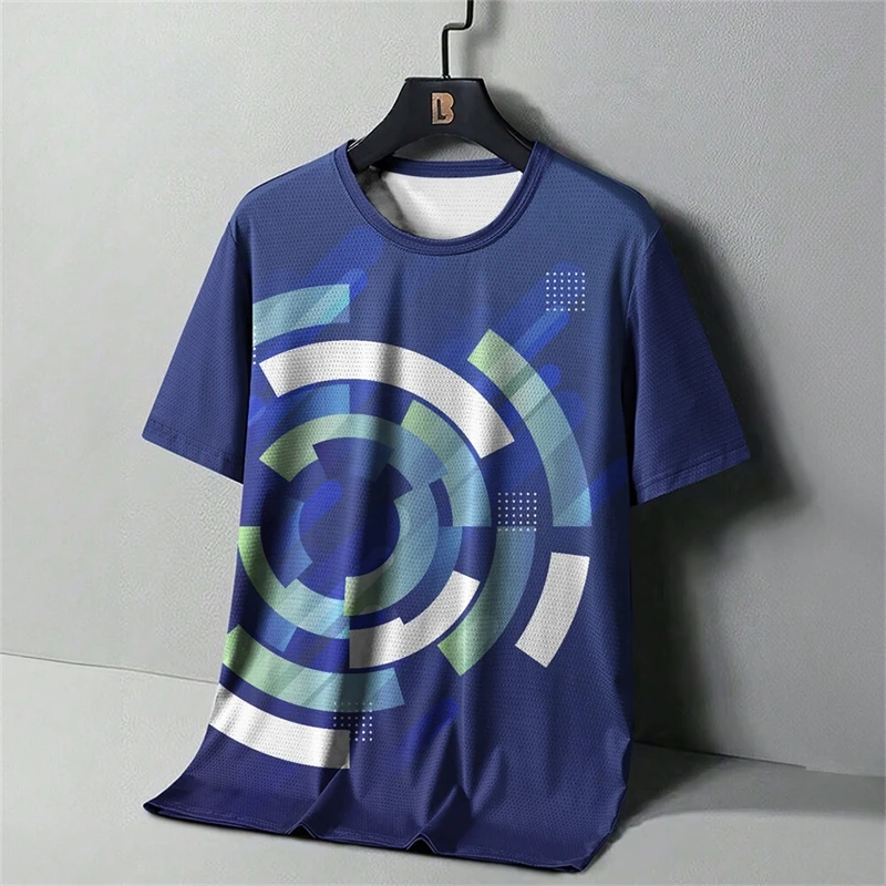تي شيرت رياضي بسيط برسومات للرجال صيفي كاجوال بأكمام قصيرة مطبوع ثلاثي الأبعاد للياقة البدنية تي شيرت فضفاض يسمح بمرور الهواء برقبة دائرية تي شيرت للجيم
