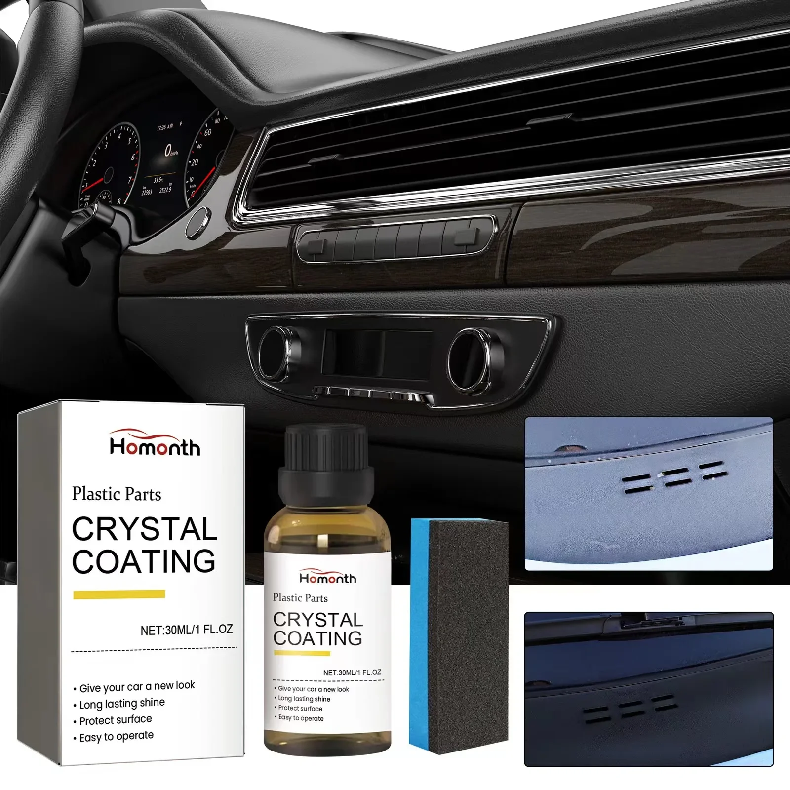 Car Interior Plastic Parts Retreading Agent Crystal Coating Wax Leather Plastics Parts Crystal  Plastics Trim Restorer