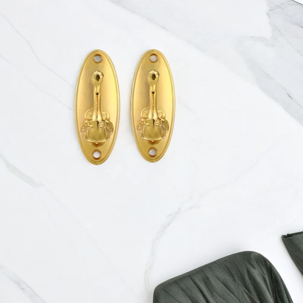 

4Pcs Alloy Swan Curtain Tiebacks Gold Finish Decorative Drapery Holdbacks Wall Mounted Hooks for Bedroom Living Room