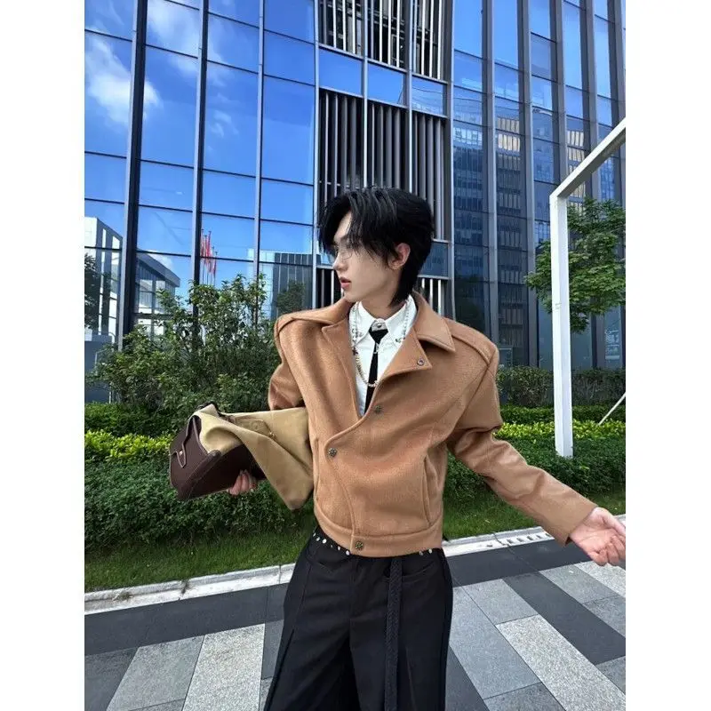 Chaqueta de mezcla de lana para hombre, marrón, caqui, beige, arena, desierto, árido, seco, quemado, desértico,desolado, des