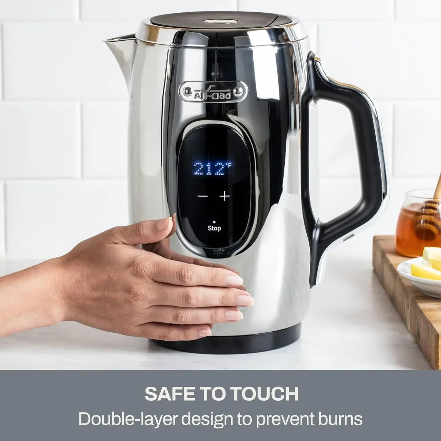 Steel Kettle 1.5 Liter Keep Warm Function 1500 Watts Adjustable Temperature, Safe to Touch, Fast Boiling, Silver