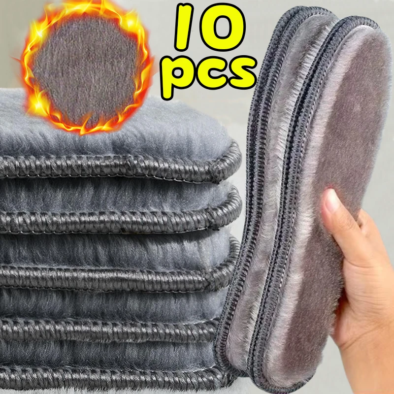 Fleece Self-heating Thermal Insoles for Feet Winter Thicken Wool Memory Foam Shoe Pads Men Women Elastic Snow Boots Sports Shoes