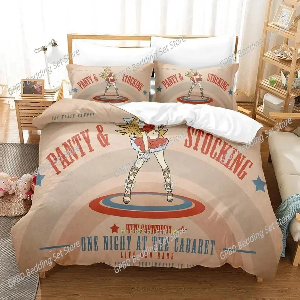 Anime Panty & Stocking with Garterbelt Comfortable Duvet Cover Pillowcase Bedding Set Children Bedroom Decoration Home Textile