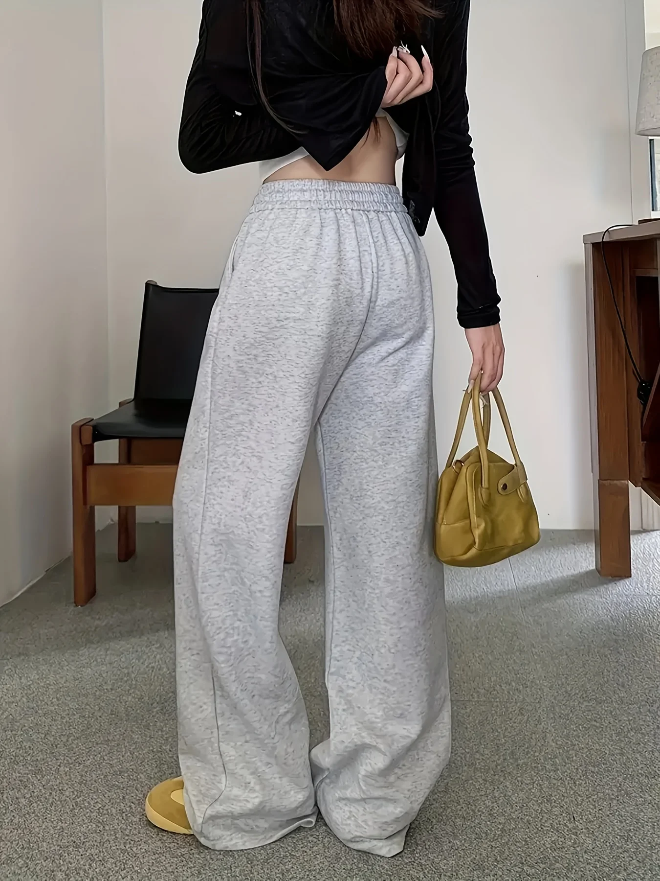 بنطال رياضي كاجوال بنمط الشارع مقاس كبير للسيدات مطبوع عليه شخصية للخريف والشتاء من الصوف فضفاض مناسب ملابس الشارع كبيرة الحجم #2