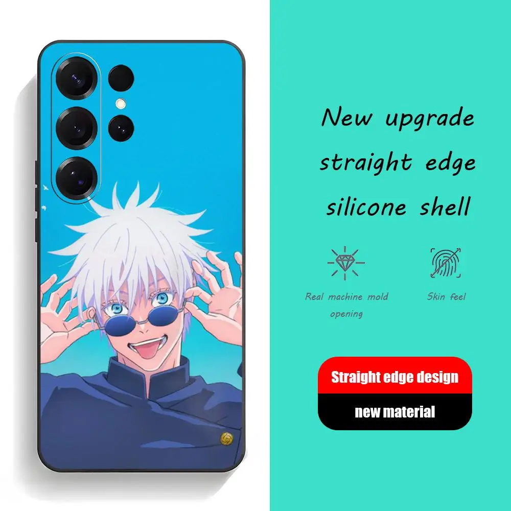 Gojo Satoru Cool Anime Phone Case For Samsung Galaxy S26 S25 S24 S23 S22 S21 Plus Ultra Fold A Soft Black
