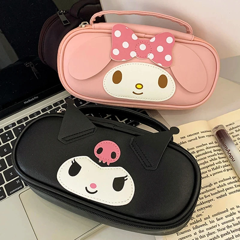 Sanrio Kuromi astuccio di grande capacità Cartoon Student Portable PU Pen Bag cancelleria scolastica My Melody Supplies Storage Bag