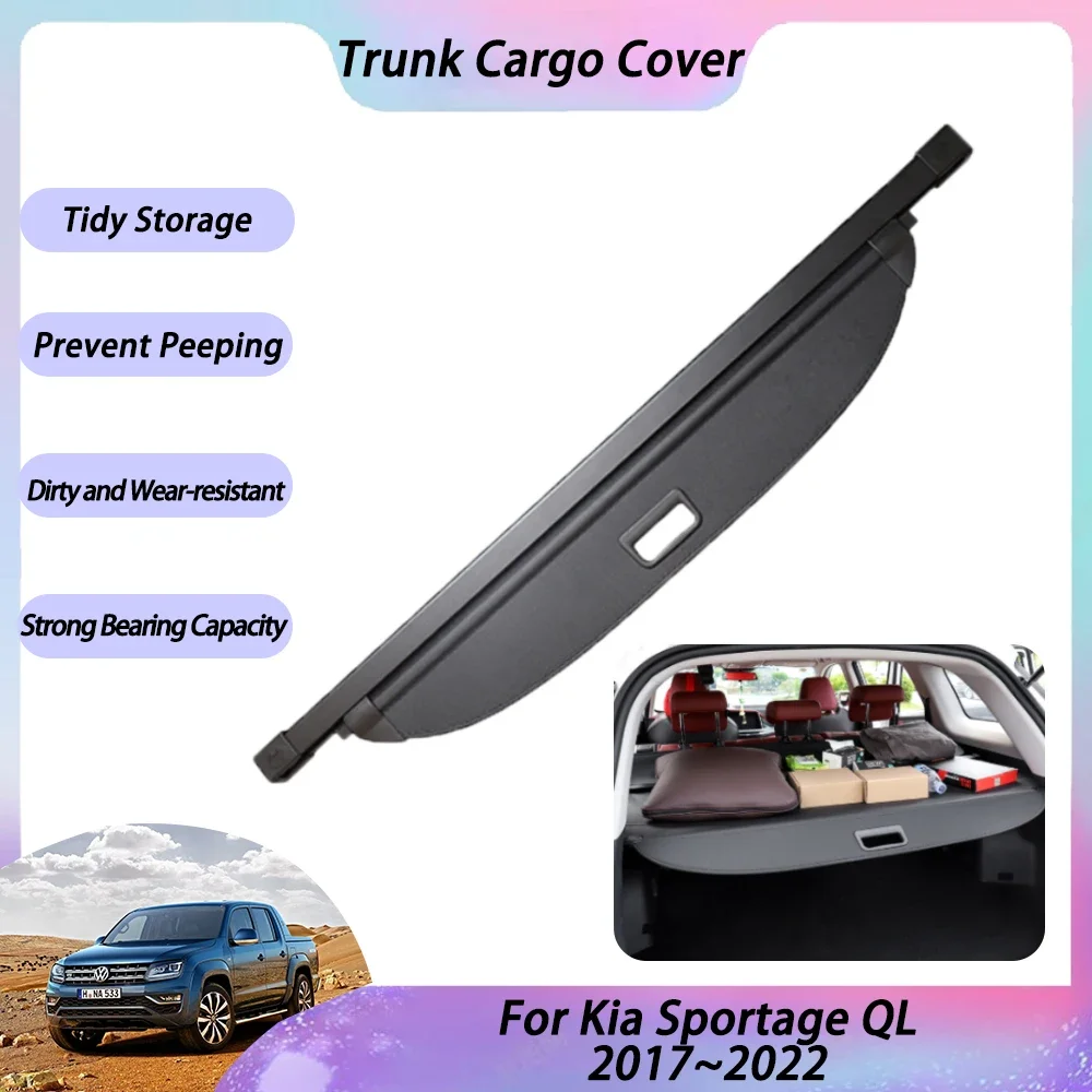 

Trunk Cargo Cover For Kia Sportage QL 2017 2018 2020 2021 2022 Rear Tray Luggage Security Curtain Partition Privacy Accessories