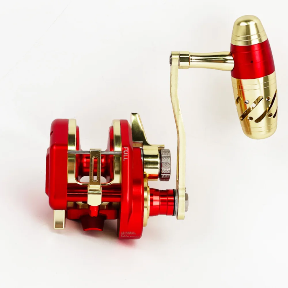 JM Full Metal Conventional Reel 13+2BB 6.3:1 Gear Ratio 30kg Drag Auto Line Lay For Deep Sea Trolling Slow Jigging Boat Fishing