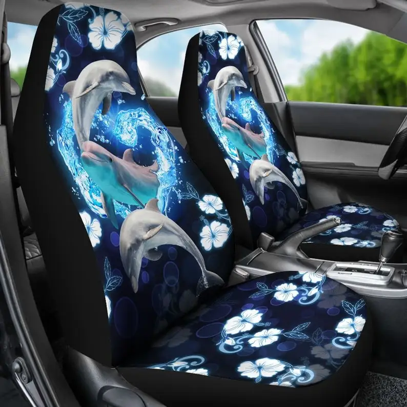 

Dolphins In Heart Car seat Covers Mandala Style, Galaxy Seat Covers, Flower Seat Cover, Custom Front Car Seat Covers, Pair of Co