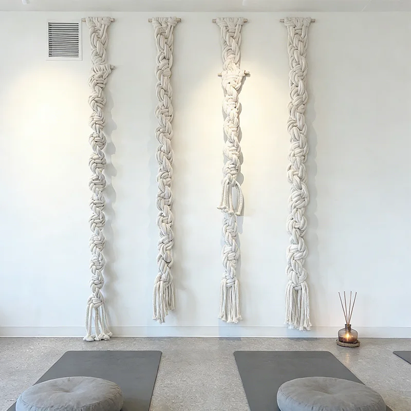 %ss Woven Art Decor White Braided Macrame Wall Installation for Modern Minimalist Living Rooms~*