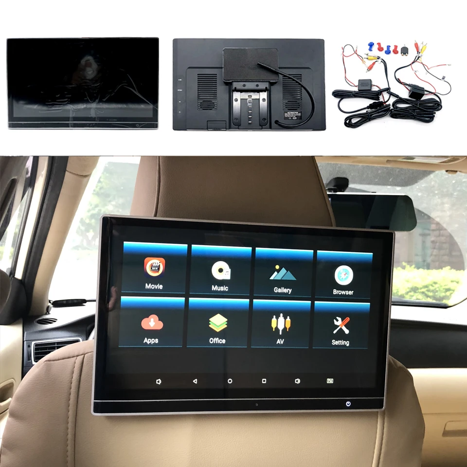 12.5 Inch Car Android 10.0 Headrest Monitor For Toyota Avalon Prado Corolla RAV4 Crown Vios HDMI Rear Seat Entertainment System