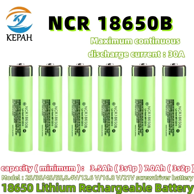 NCR18650B Battery with Welding Strip｜Multi-Voltage Compatible 7.4V-21V, For Battery Slot & Key Battery Assembly