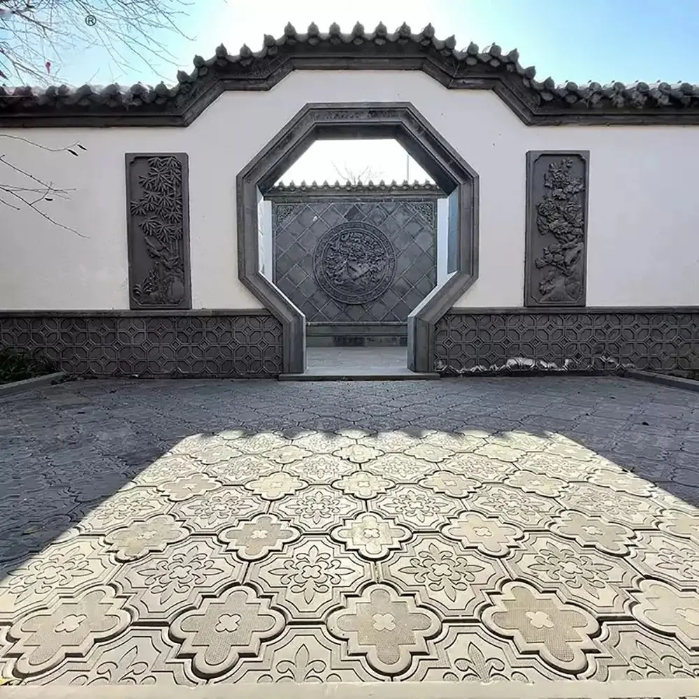 2Pcs/Set 30cm Paving Brick Mould Plastic Reusable Stepping Stone Paver Big Small Flowers DIY Walkway Brick Mold