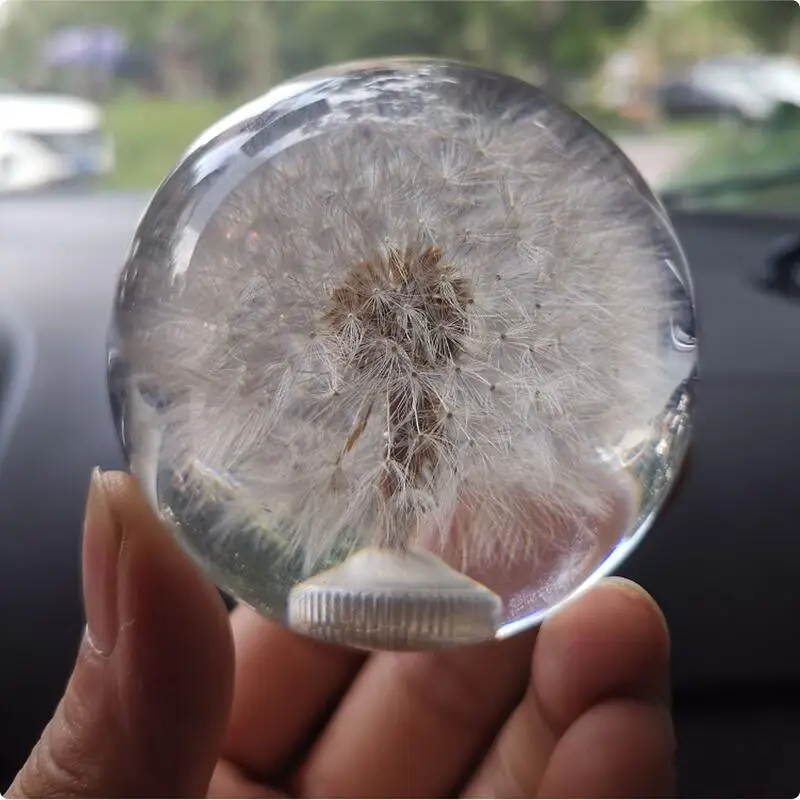 Real Flowers Car Gear Shift Knob 70MM Racing Crystal Ball Dandelion For Auto Universal Manual Transmission Interior Accessories