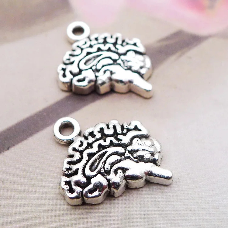 20pcs/lot 13*14mm Brain Structure Charm Antique Silver Penadnt For DIY Bracelet Necklace Jewelry Making Craft