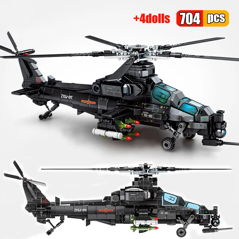 

Military Series Z-10 Attack Helicopter Building Blocks Gunship Model MOC aircraft Toys Bricks For Christmas Gifts For Kids