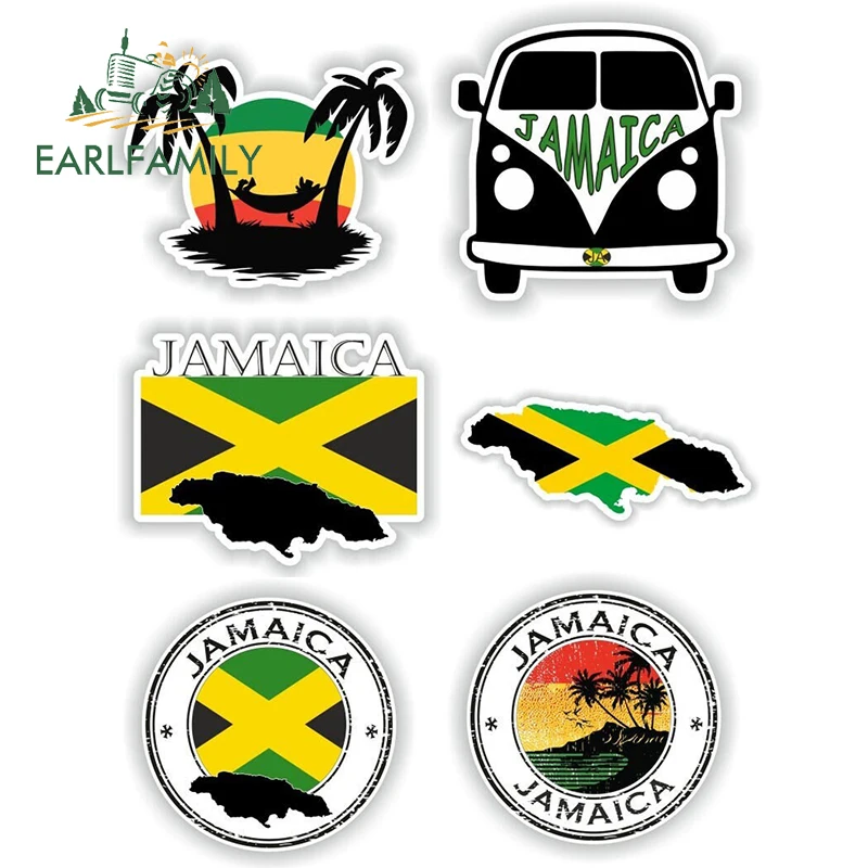 EARLFAMILY 13cm for JAMAICA Country Flag Car Sticker Amazing Air Conditioner Surfboard Decal Fashionable Vinyl Car Wrap Graphics