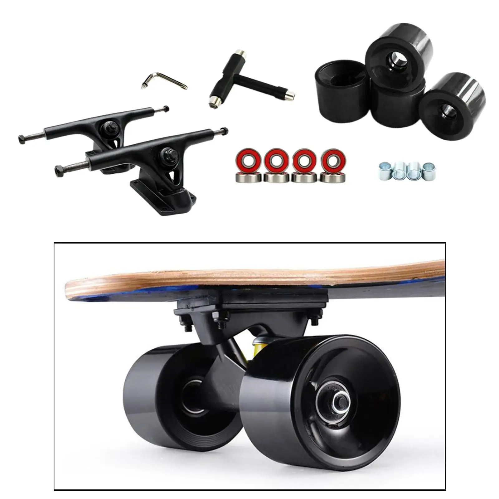 Deluxe Skateboard Wheels Install accessories: Skateboard Trucks, ABEC-11 Skateboard Bearings, Board