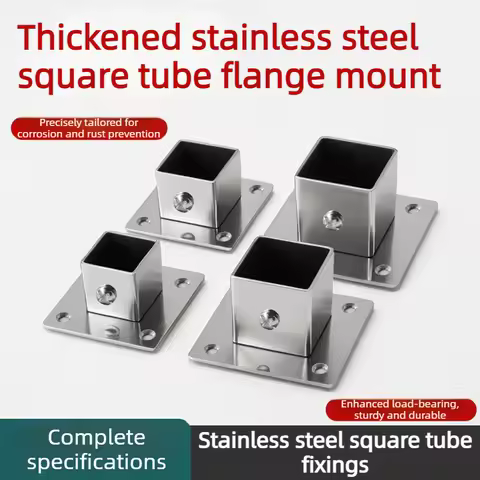 2 PCS Stainless steel Square Tube Connector, Flange base Base, Tube Outer Dia. 25-30-35-40mm, Corner Joint Fence Rail Clamps
