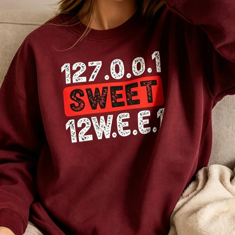 Programmer IT Geek Crewneck Sweatshirt 127.0.0.1 Sweet Vintage Distressed Graphic Pullover Casual Streetwear Gift for Men Women