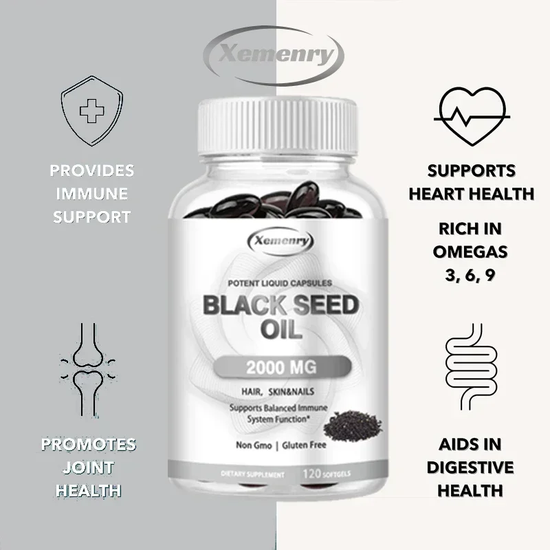 Black Seed Oil Capsules 2000 Mg - Helps Regenerate Hair and Protect Skin and Nails