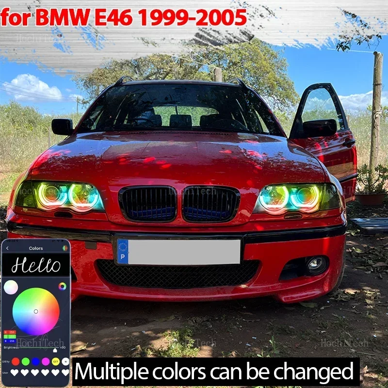 

Для BMW E46 325i 325xi 330i 330xi с HID фарой 1999-2005 Вращающиеся ангельские глазки Светодиодные последовательные струящиеся разноцветные автомобильные кольца