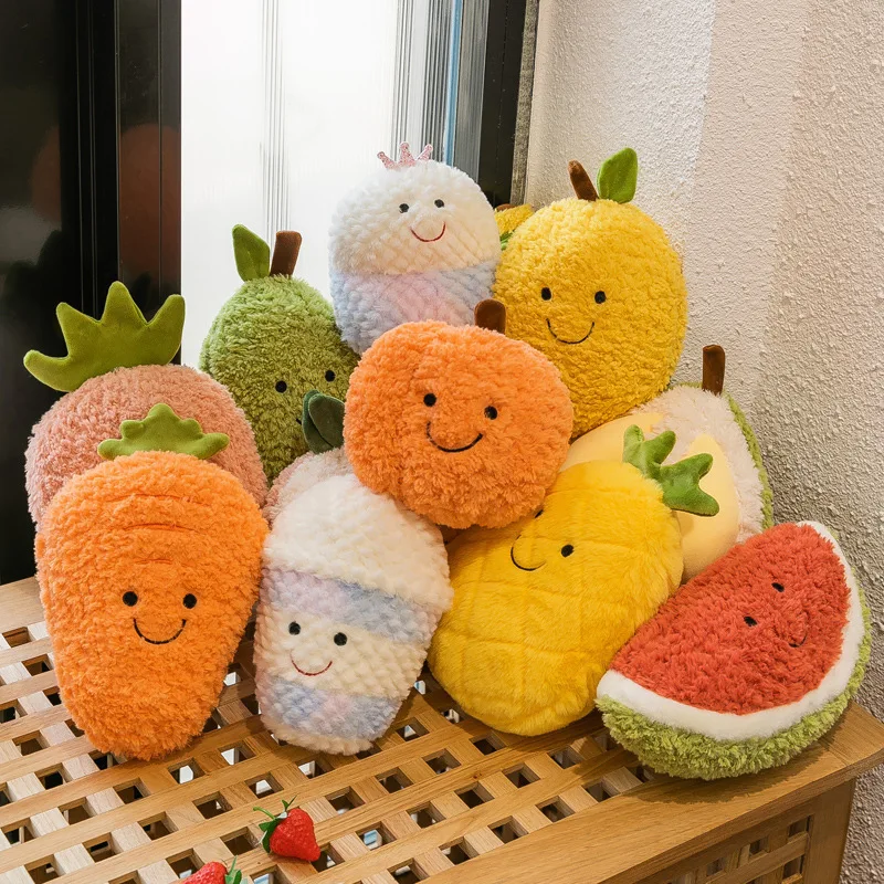 Plush Toy for Pets and Kids Cute Fruit Stuffed Animal Pillow Grab Toy Wedding Toss Decor Vegetable and Fruit Doll 8 Inch Soft