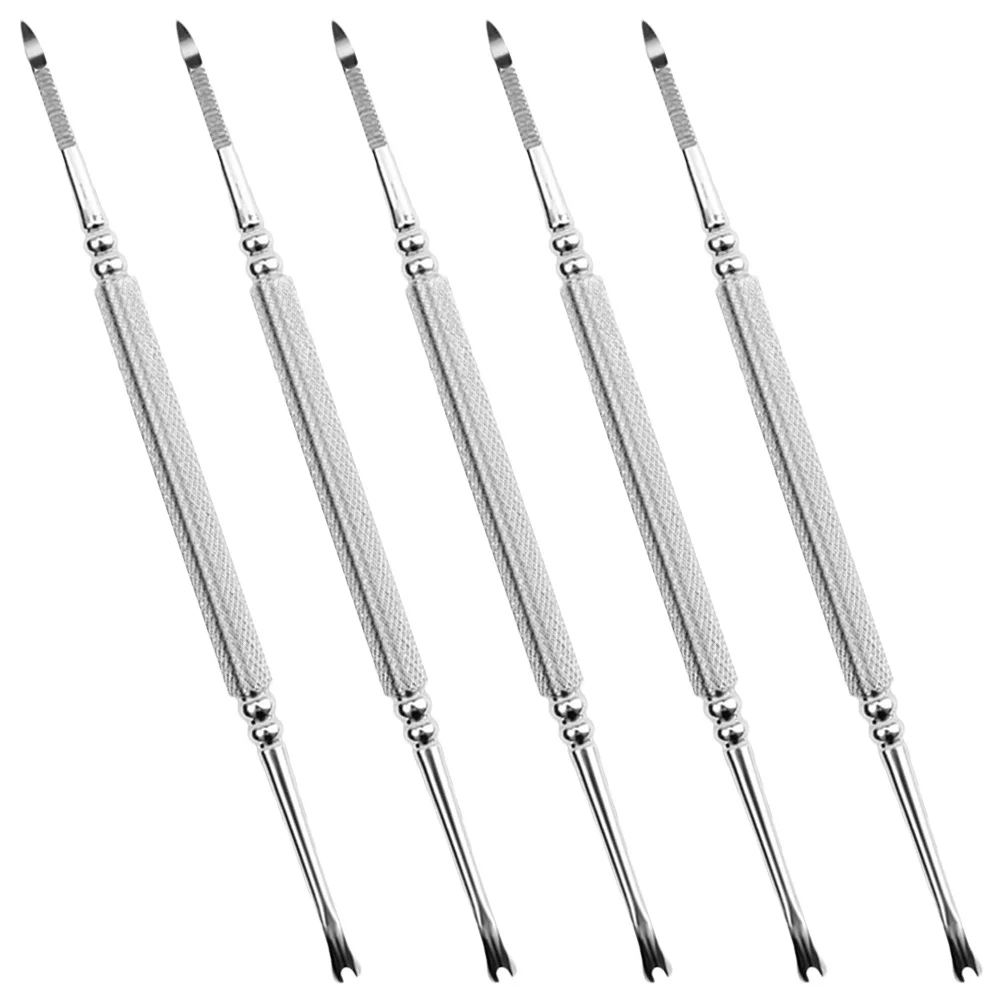 

5Pcs High Gloss Finish Manicure Tools Double Ended Dead Skin Removers Stainless Steel Nail Art Cuticle Cleaner Set