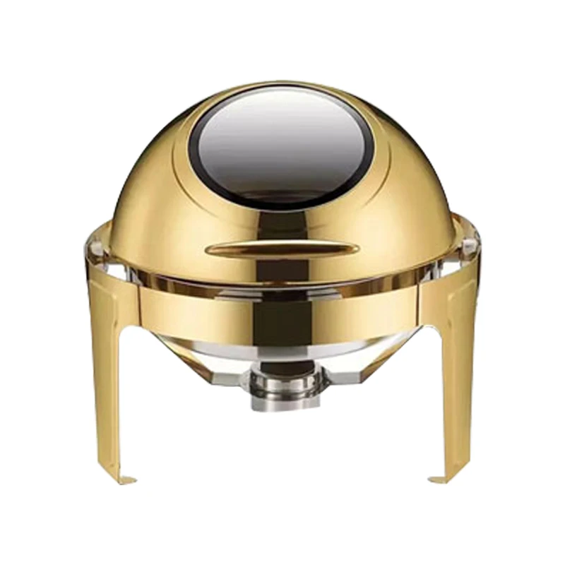 

Factory Outlet Hotel Equipments Gold Color Electric Buffet Set Chefing Dish Food Warmer Chafing Roll Top Chafing Dish