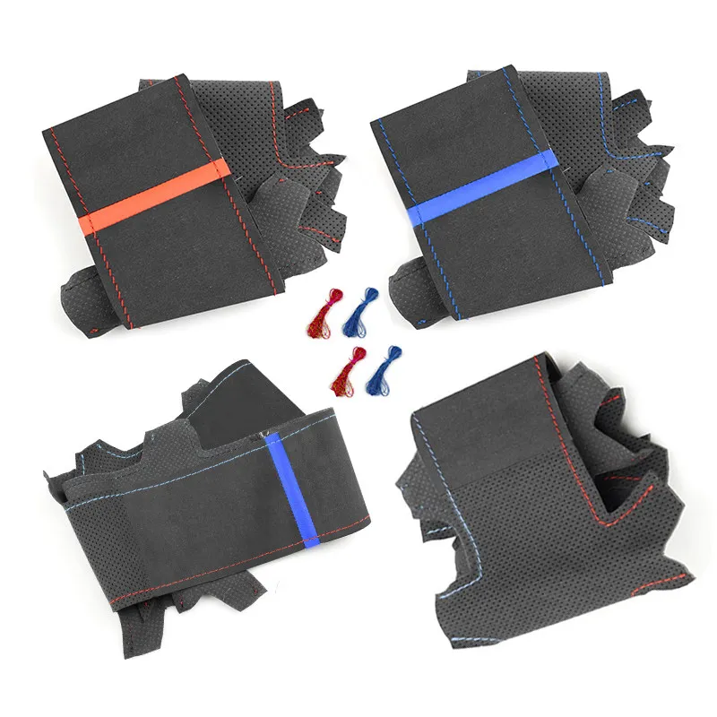 For BMW 5 6 7 Series F10 F07 F11 2009-2017 F12 F13 2011-2017 F01 F02 2008-2015 Car Inner Steering Wheel Cover Suede Leather Trim