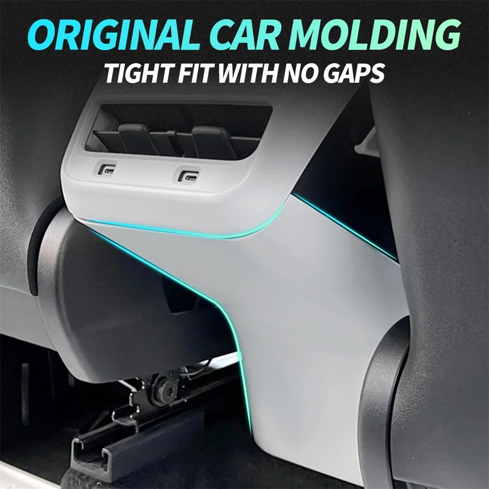 Car Rear Air Vent Outlet Conditioner Anti Kick Board Trim Handrail Cover For Tesla Model Y 3 Matte White Interior Accessories