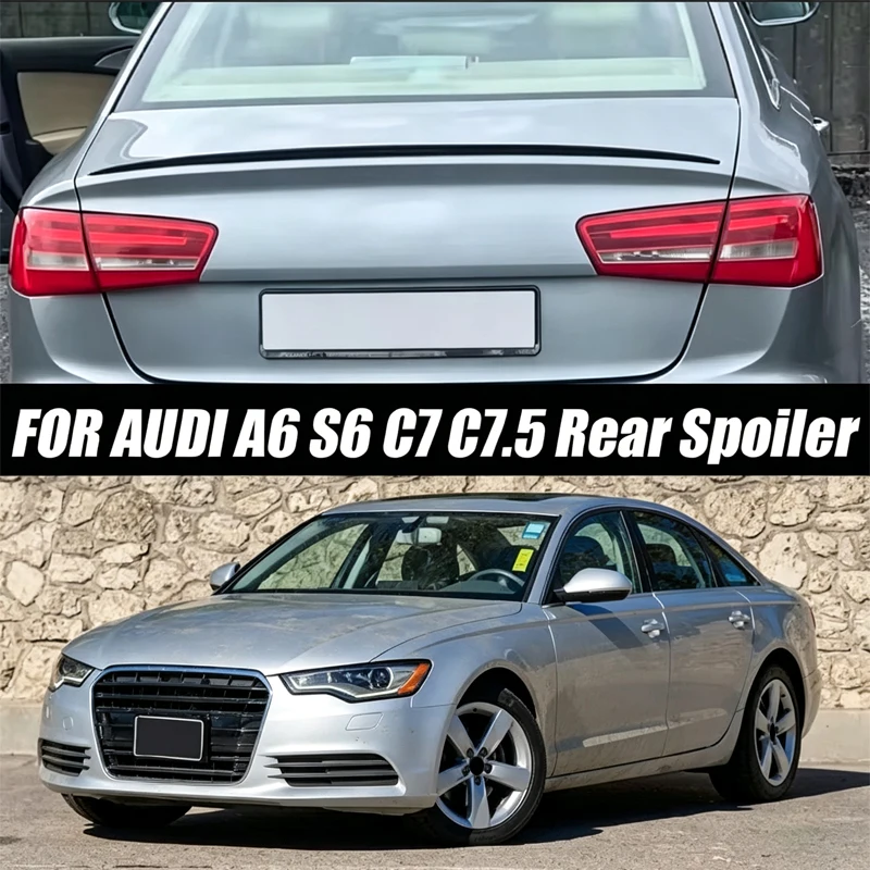 Car Rear Trunk Spoiler Wing Gloss Black Soft Plastic Body Kit Glossy Black For Audi Accessories A6 Sedan S6 C7 C7.5 Sedan C8 201