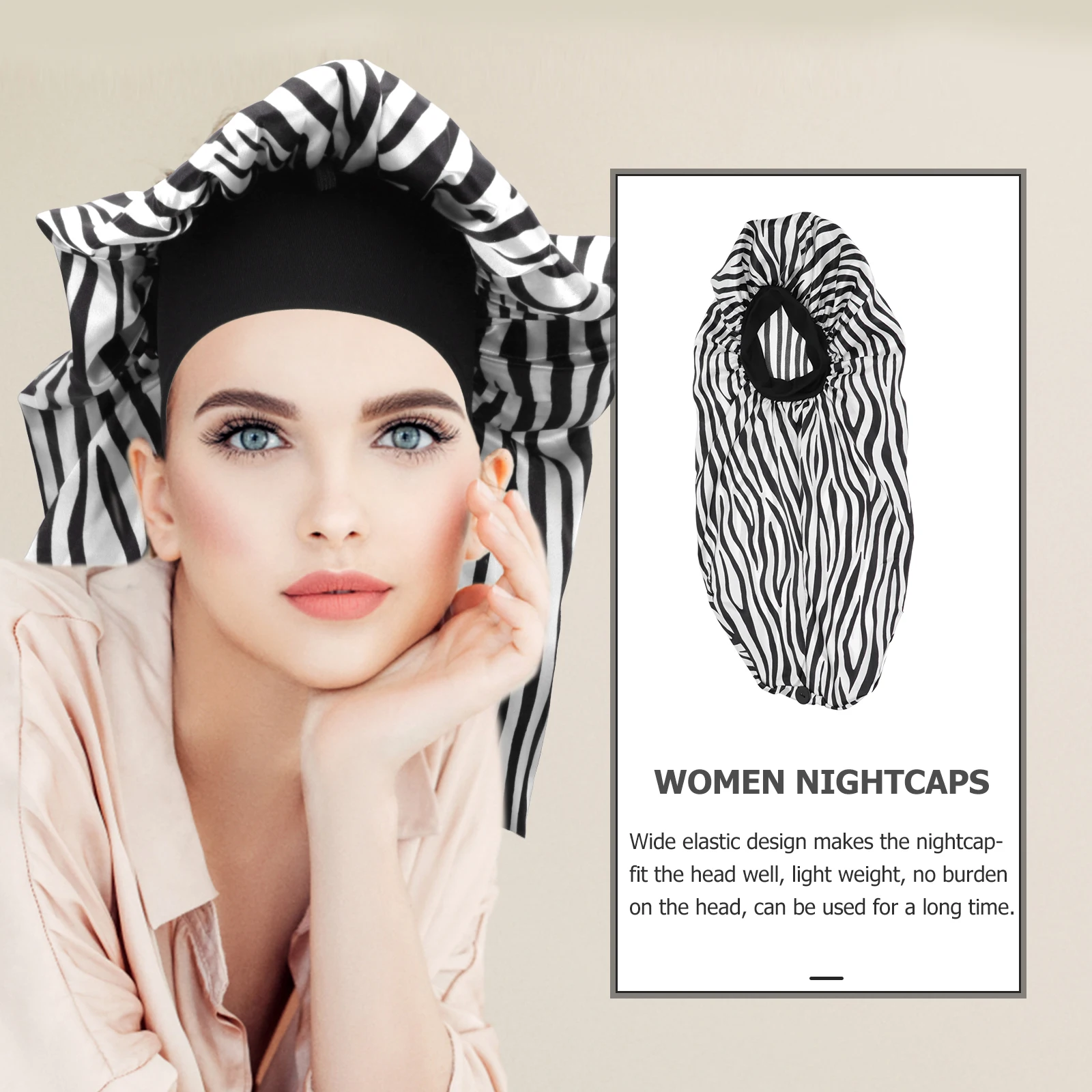 

Silk Sleeping Cap Long Hair Satin Bonnet for Women Oversized Household Hats