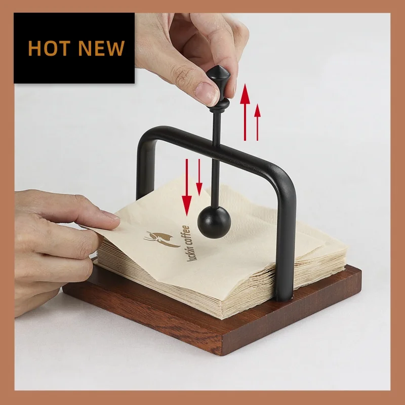 

Держатель для салфеток с деревянным основанием, металлическая подставка для салфеток, диспенсер для салфеток, элегантное украшение для столешницы для домашнего бара, ресторана Hotal