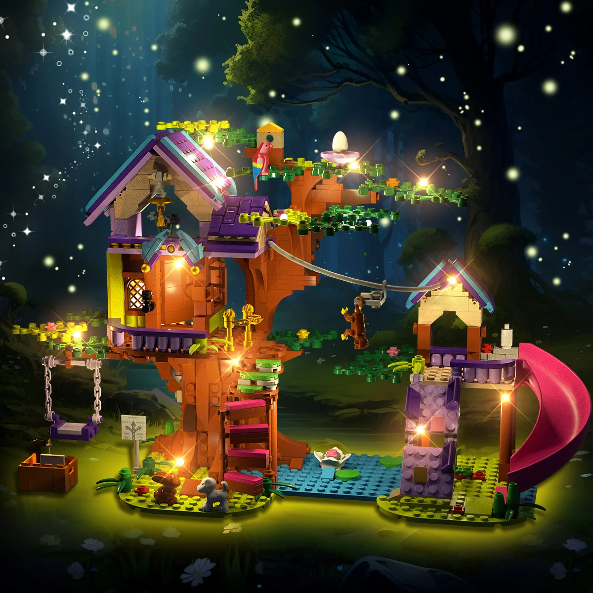 TreeHouse Building Set with LED Treehouse Building Toy Friendship Forest House Building Block Kit Gift for Kids Age 6+ Years Old