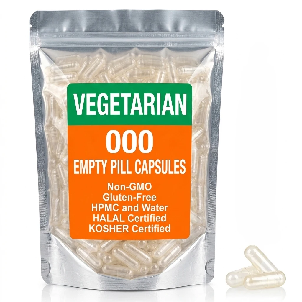 1000Pcs Vegan Empty Pill Capsule 000, 00, 0 1# Clear Hollow Seperated Joined Food Grade Transparent Capsule