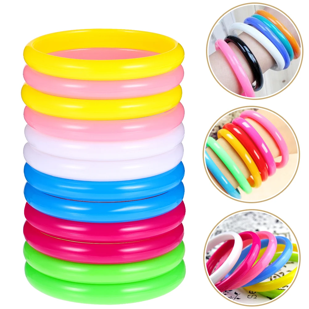 

36 Pcs Bracelet Candy Color Chunky Bangle Bracelets Vintage Colorful for Women Plastic Trendy