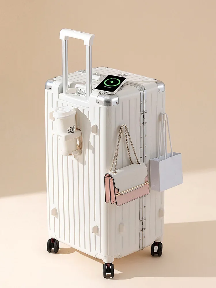 Aluminum Frame Luggage Women's 24 Inch Large Capacity Thick Suitcase 30 Inch Travel Suitcases Student Password Box Trunk Box
