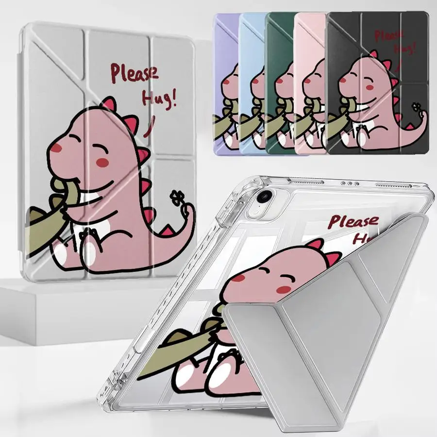 

Cute Pink Dinosaur Tablet Case For iPad Pro 2025 Air 4 5 M3 M2 M4 11inch Pro 11th 10th 9th 8th 7th 12.9inch Mini 6 7 Holder